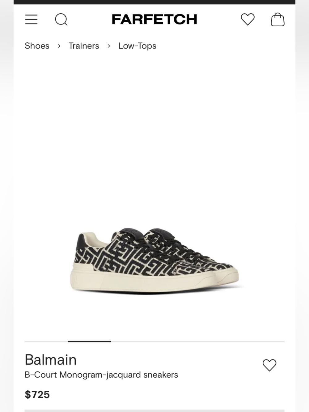 Balmain B-Court Monogram Jacquard Low-Top Sneakers in Black & Cream / Ivory 39 - Picture 2 of 14